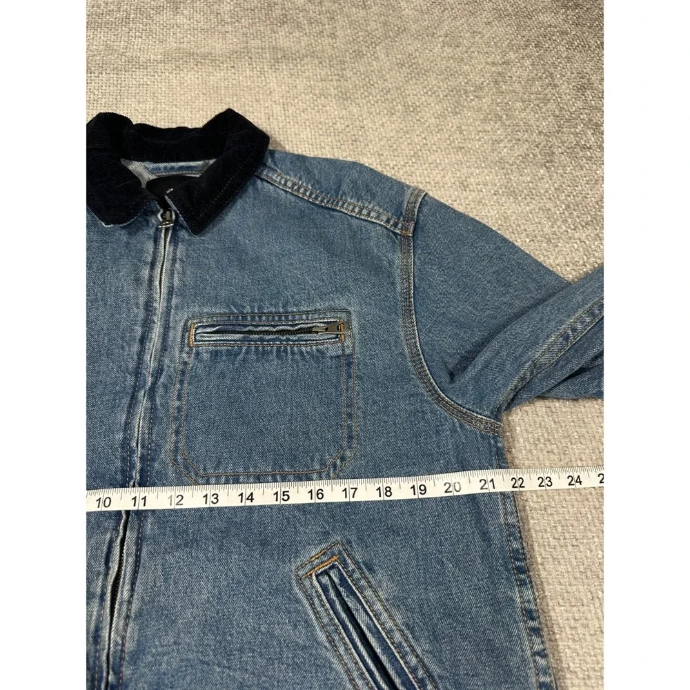 HM Denim Jacket Mens Small Blue Jean Workwear Corduroy Collar